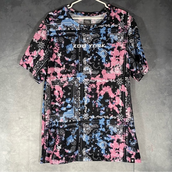Zoo York T-Shirt Men L All Over Print Multicolour Skate Streetwear Retro Style - Picture 1 of 8